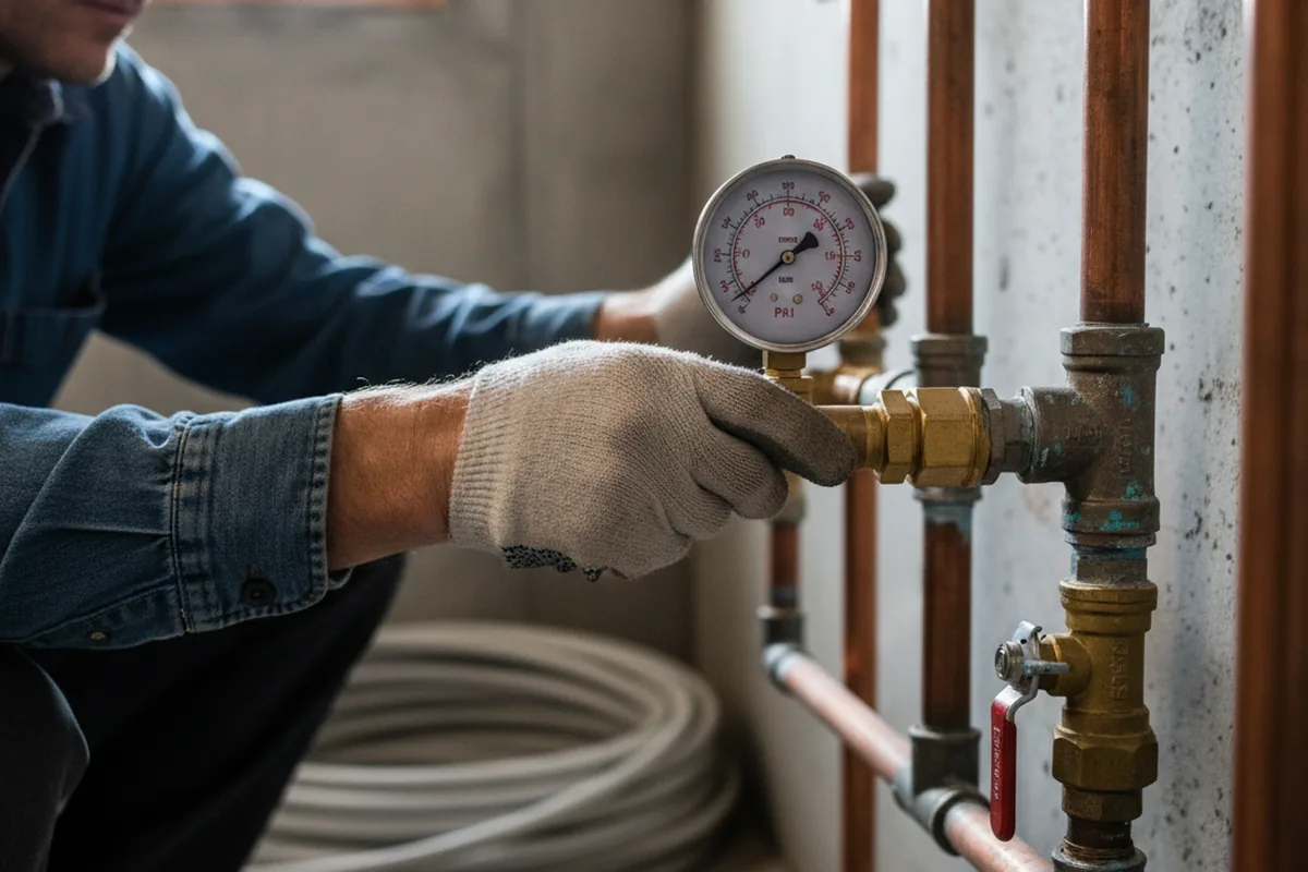 Pressure testing a repaired line during Water Line Repair in Firestone